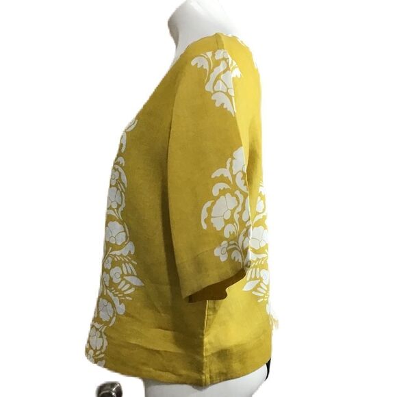 Boden Yellow Linen Wide Sleeve Top New Size 6 - Picture 6 of 12